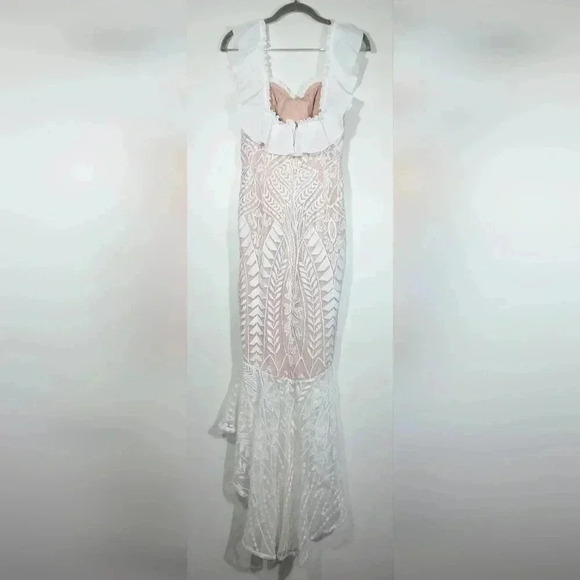 NEW SAINTS + SECRETS OFF SHOULDER LACE DRESS. - Picture 4 of 6